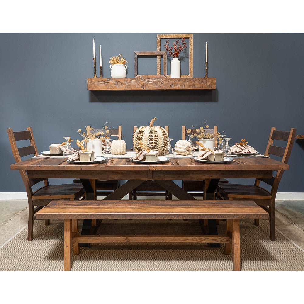Norway Barnwood Dining Table, Trestle Base Rustic Red Door