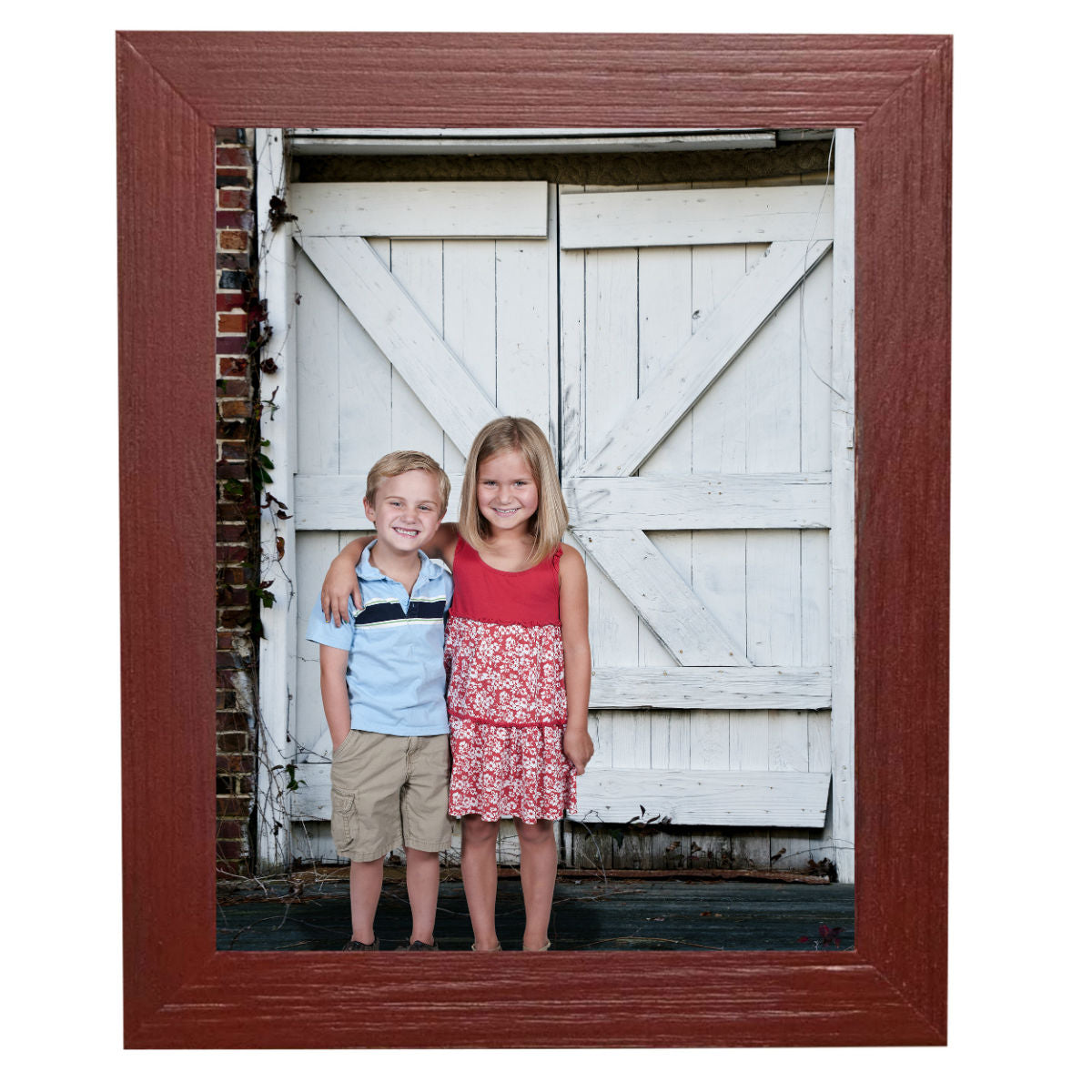 11x14 Distressed Red Wooden Picture Frame - Rustic Red Door Co.