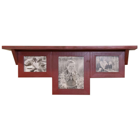 3 Opening Picture Shelf, Red Distressed - Rustic Red Door Co.