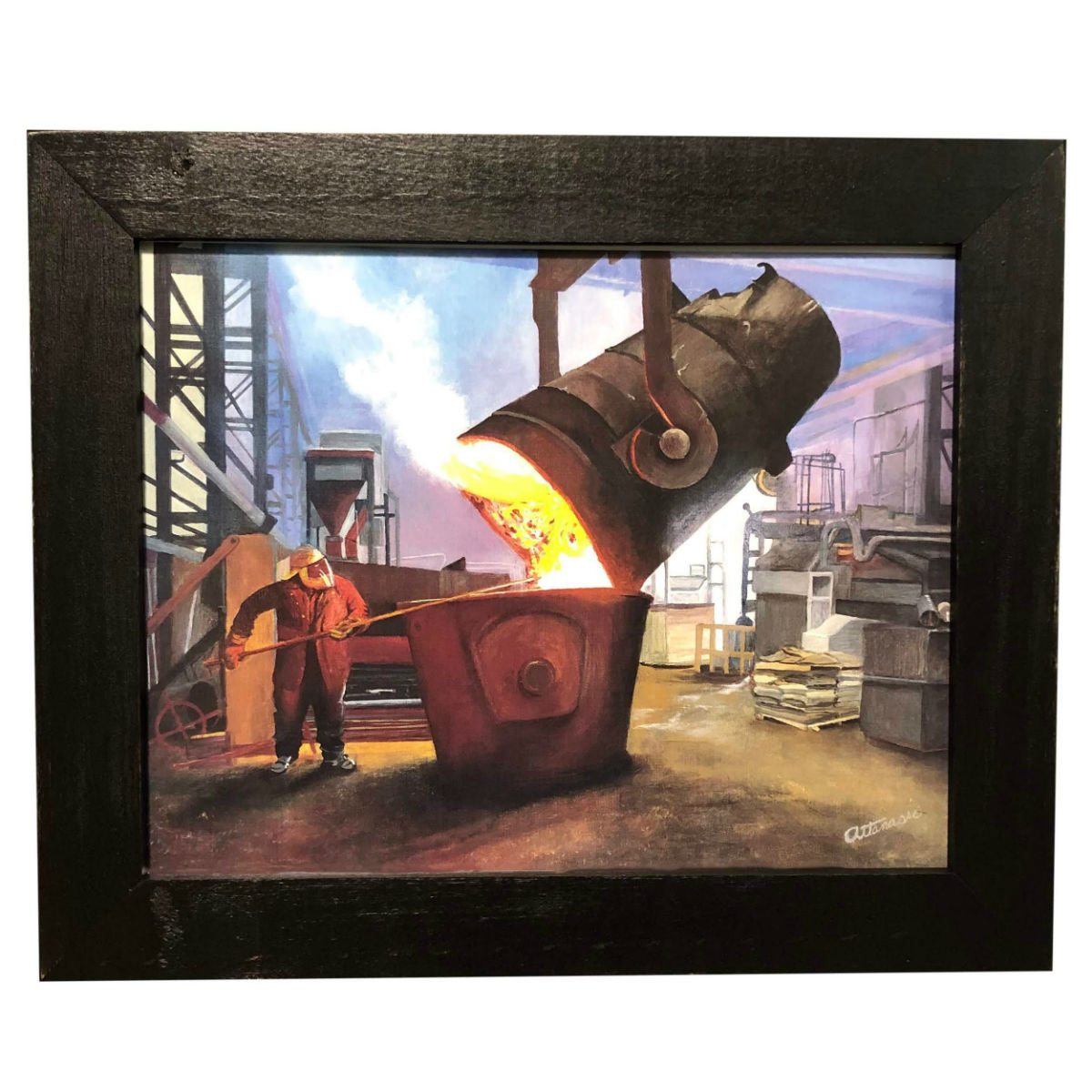 11x14 Bethlehem Steel Print in Black Distressed Frame - Rustic Red Door Co.