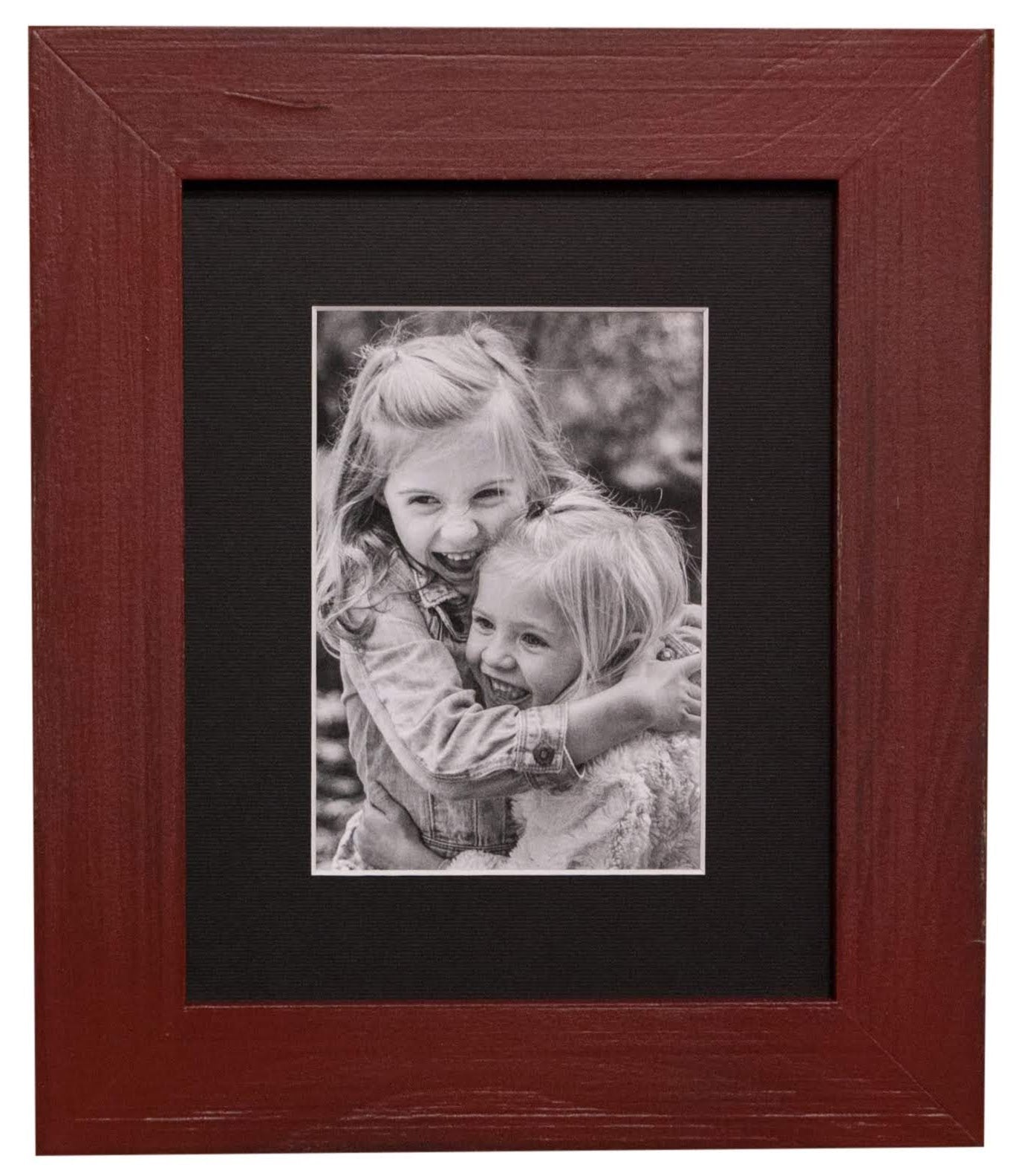 8x10 Red Distressed Frame, Black Mat - Rustic Red Door Co.