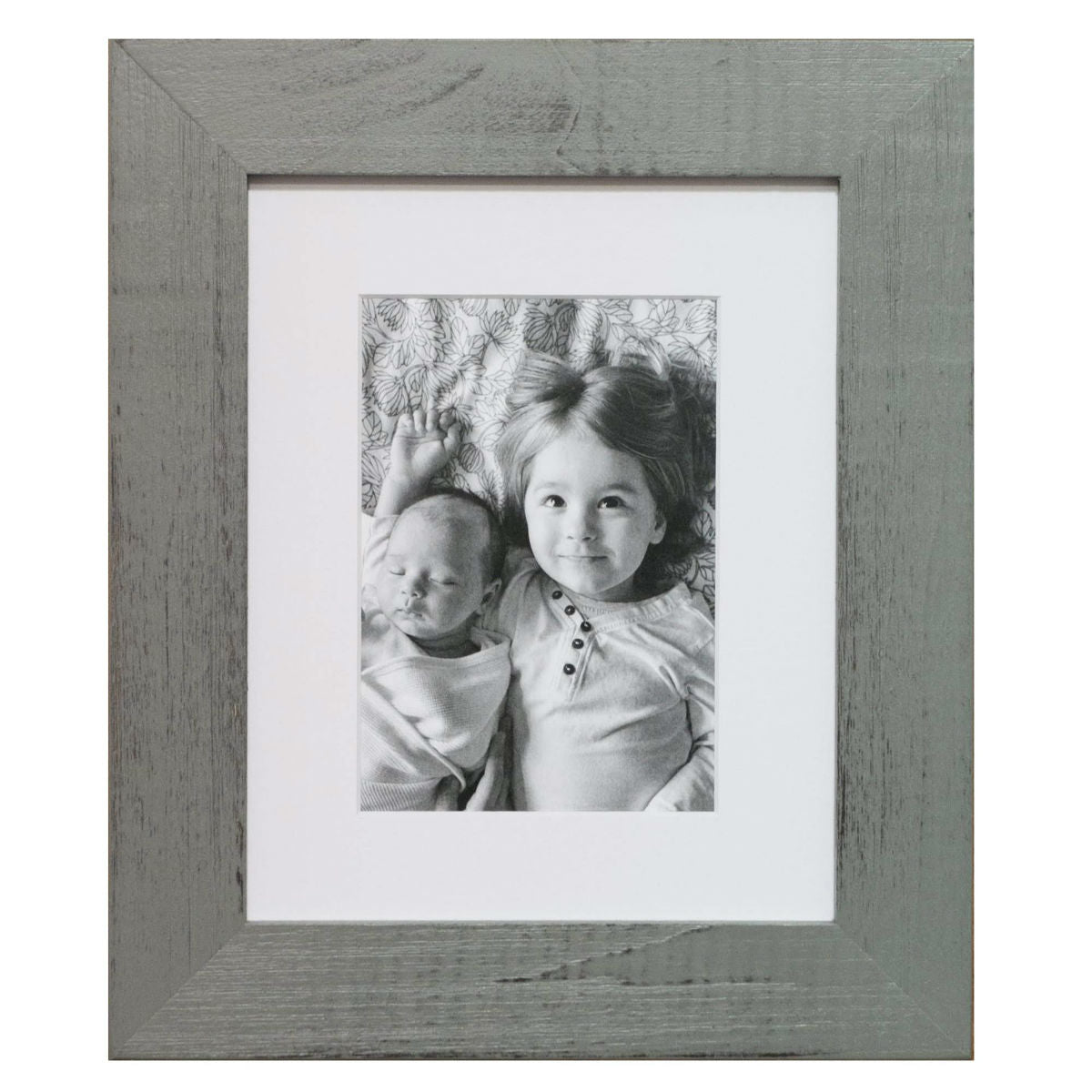 8x10 Grey Distressed Wood Frame, White Mat - Rustic Red Door Co.