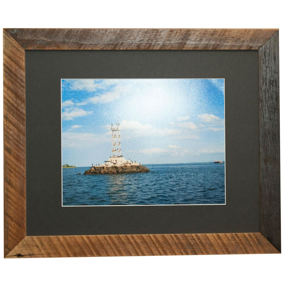 16x20 Reclaimed Barnwood Frame, Black Mat | Rustic Red Door