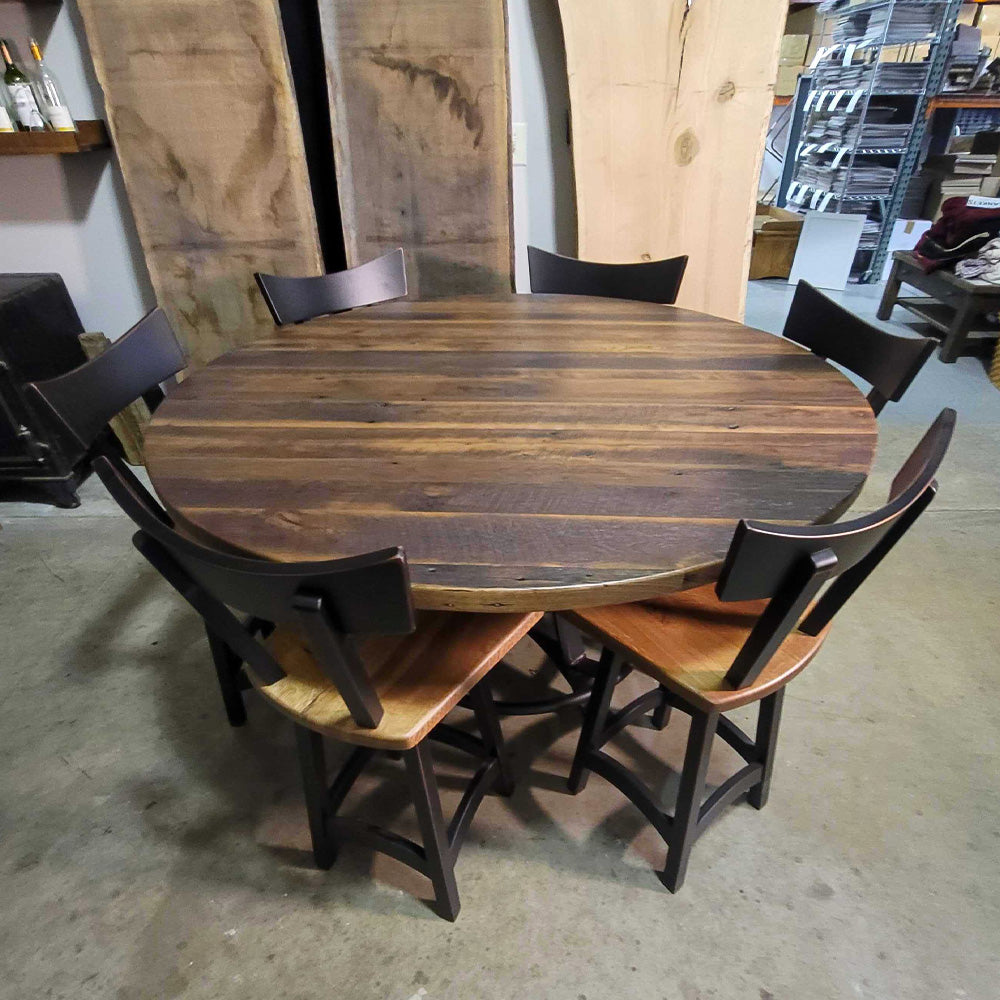Sierra Round Barnwood Counter Height Dining Table with Stools