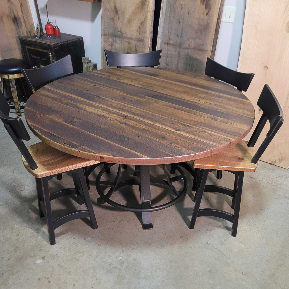 Sierra Round Barnwood Counter Height Dining Table with Footrest