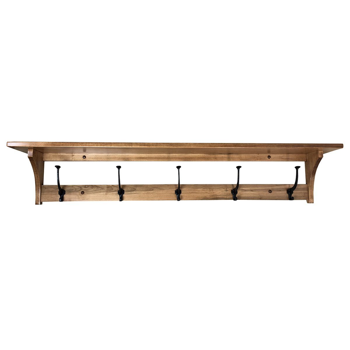 Brown Maple, Shaker Style Hanging Coat Rack with Shelf