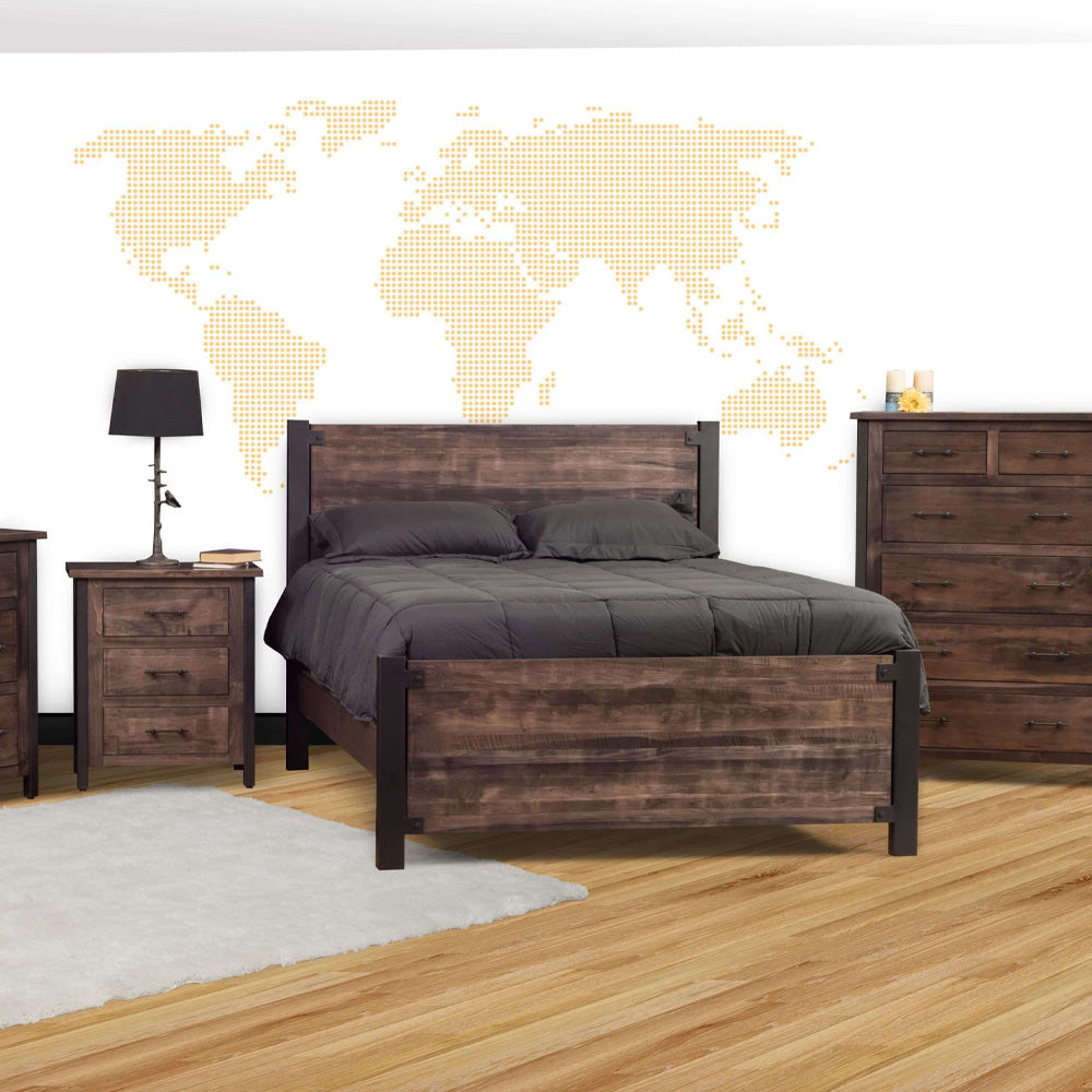 Silverton Brown Maple Bed Frame, Charcoal Finish
