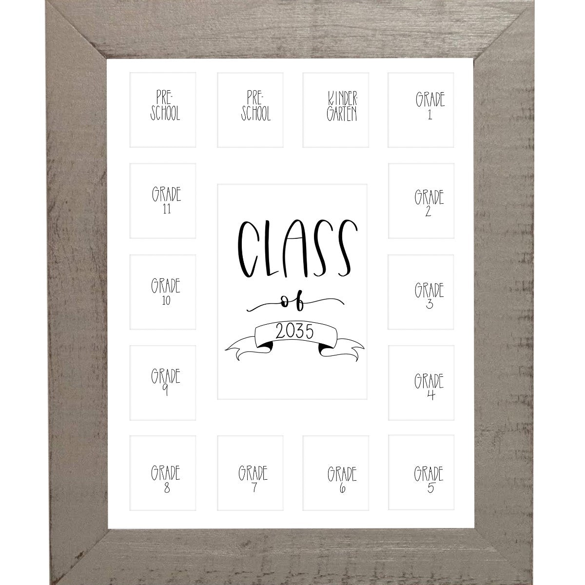 2 Prek - 12 School Photo Frame, The Days are Long, Reclaimed Wood 11x14 Picture Frame, White Mat 15 Openings 2 outlet preschool, Personalized