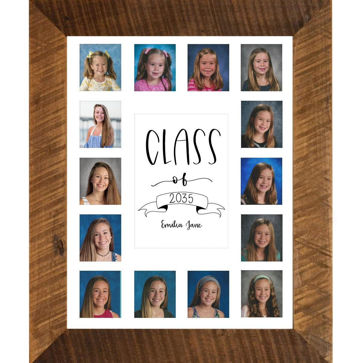 school year photo white mat barnwood frame with middle artwork