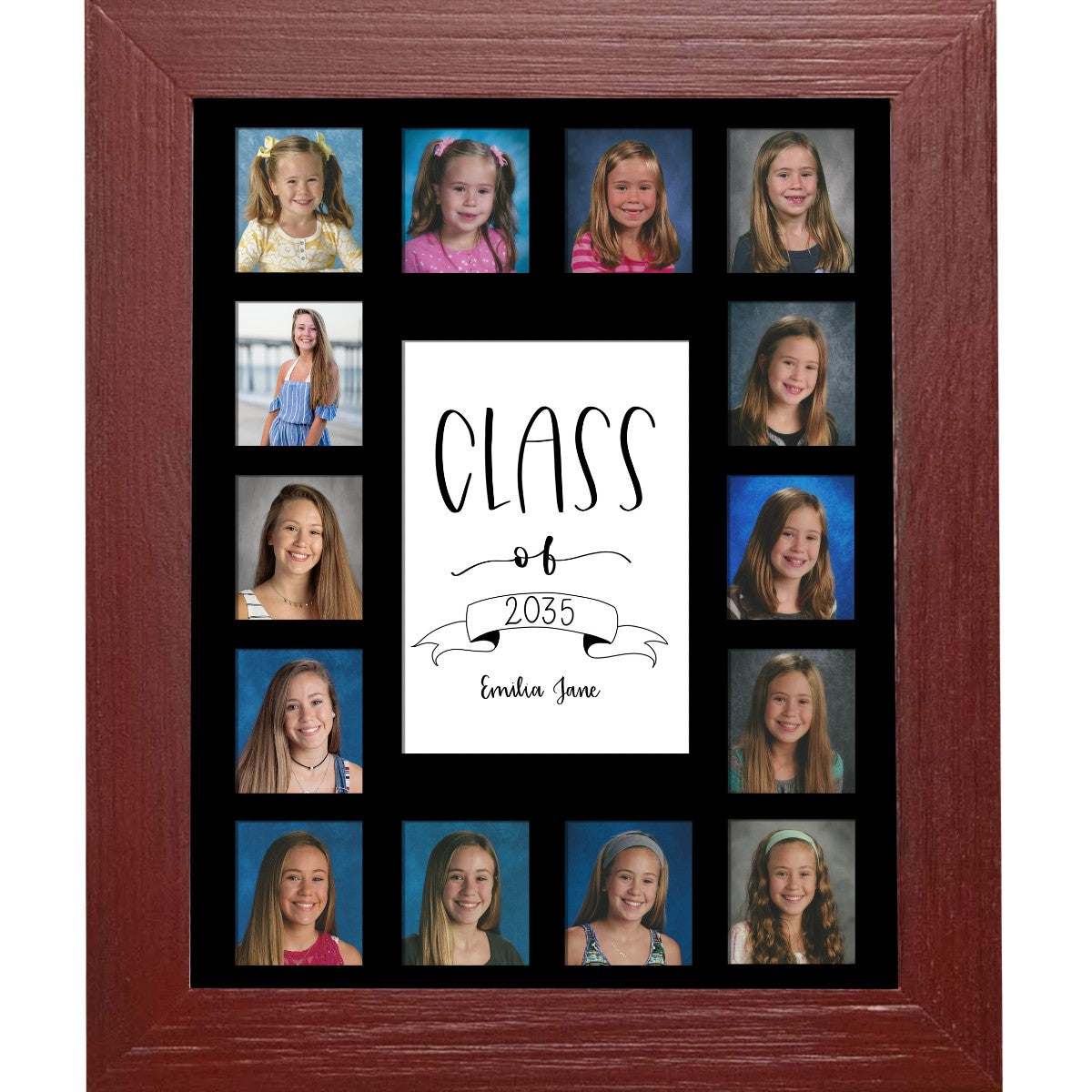 Red Frame Black Mat School Year Photos with class year