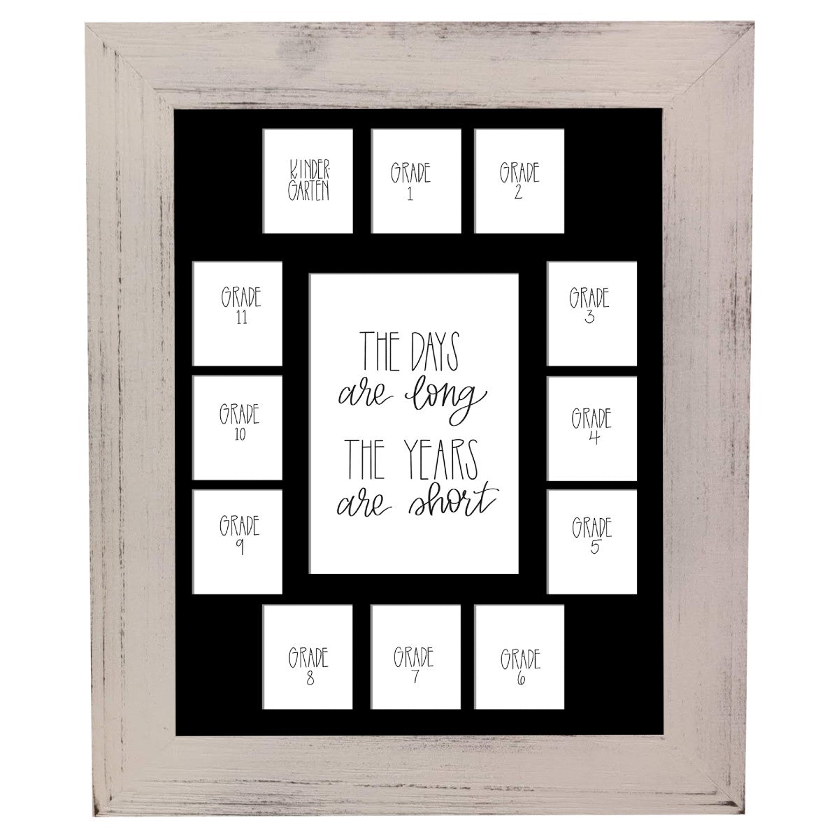 School Picture Frame, White Frame, Black Mat, Pick Number of Openings & Middle Artwork - Rustic Red Door Co.