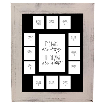 School Picture Frame, White Frame, Black Mat, Pick Number of Openings & Middle Artwork - Rustic Red Door Co.