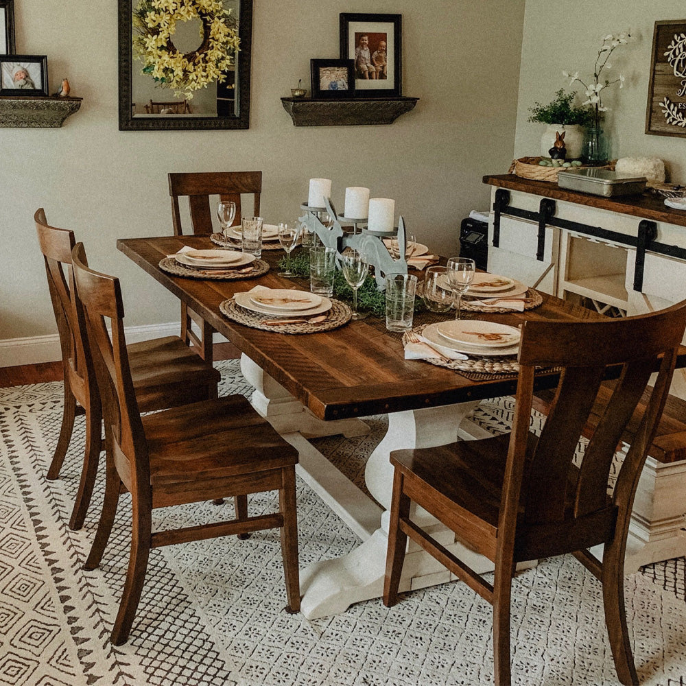 Dining room set discount with red chairs