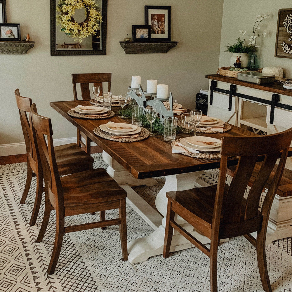 farmhouse dining table with white base