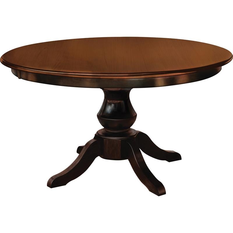 round maple dining table with pedestal base