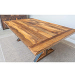 barnwood table with trestle base