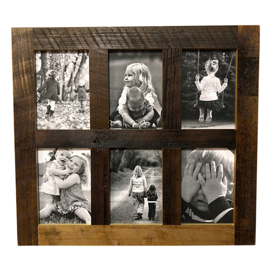 Reclaimed Wood Picture Frame, 6 Openings, 20 x 18 - Rustic Red Door Co.