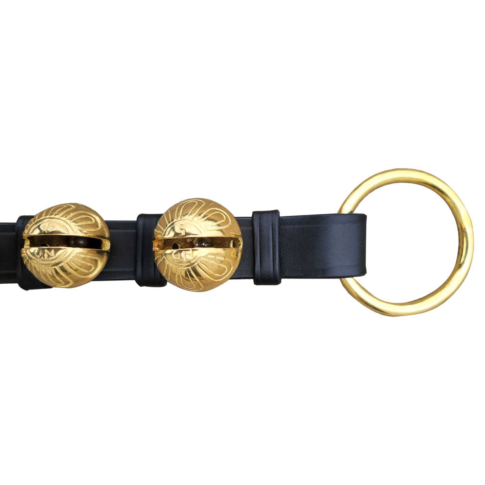 Black Leather Strap with Solid Brass Bells