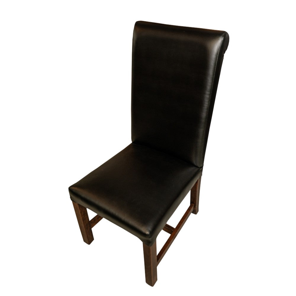 Black Parsons Dining Chair with Cherry Legs
