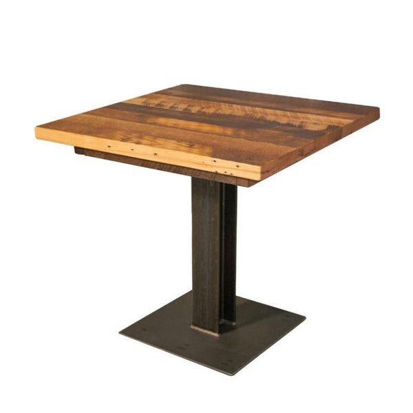 dalton reclaimed oak cafe table steel i beam