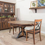 48" Hampton Reclaimed Oak Barnwood Expandable Round Dining Table