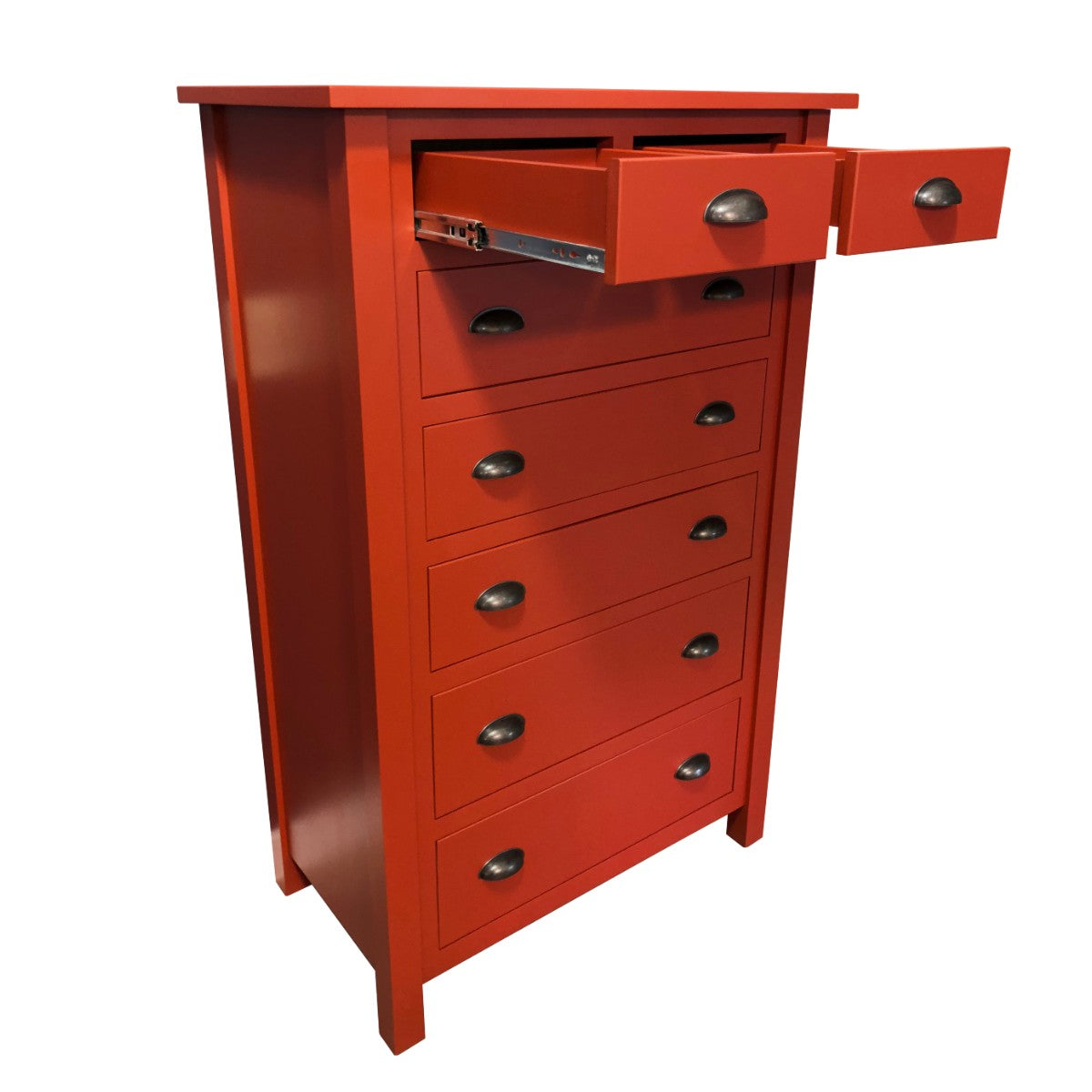 Farmhouse Red Dresser with 2 Small Drawers, 5 Large Drawers