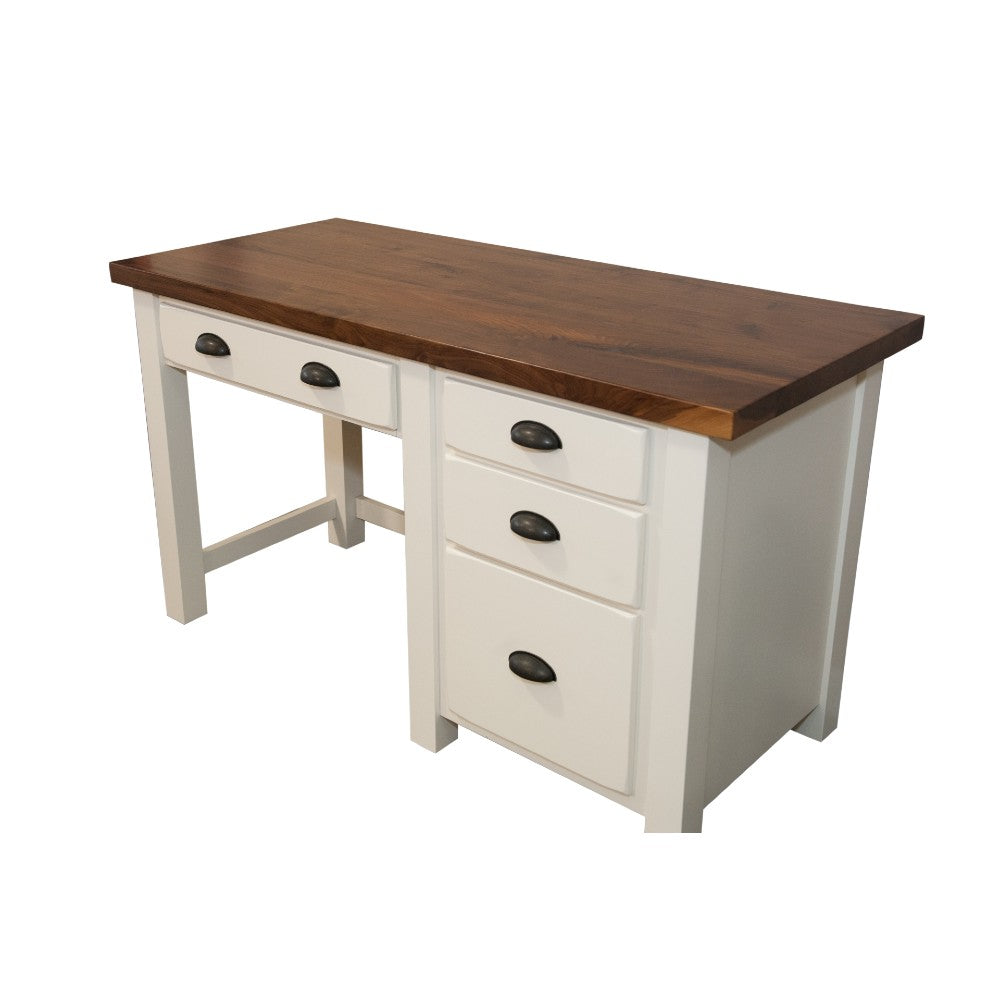 White Writing Desk with Walnut Top