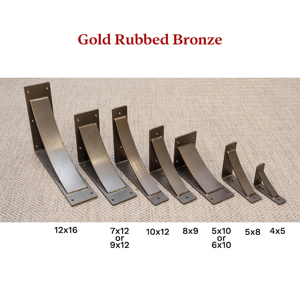 Steel Bracket Sizes in Gold Rubbed Bronze
