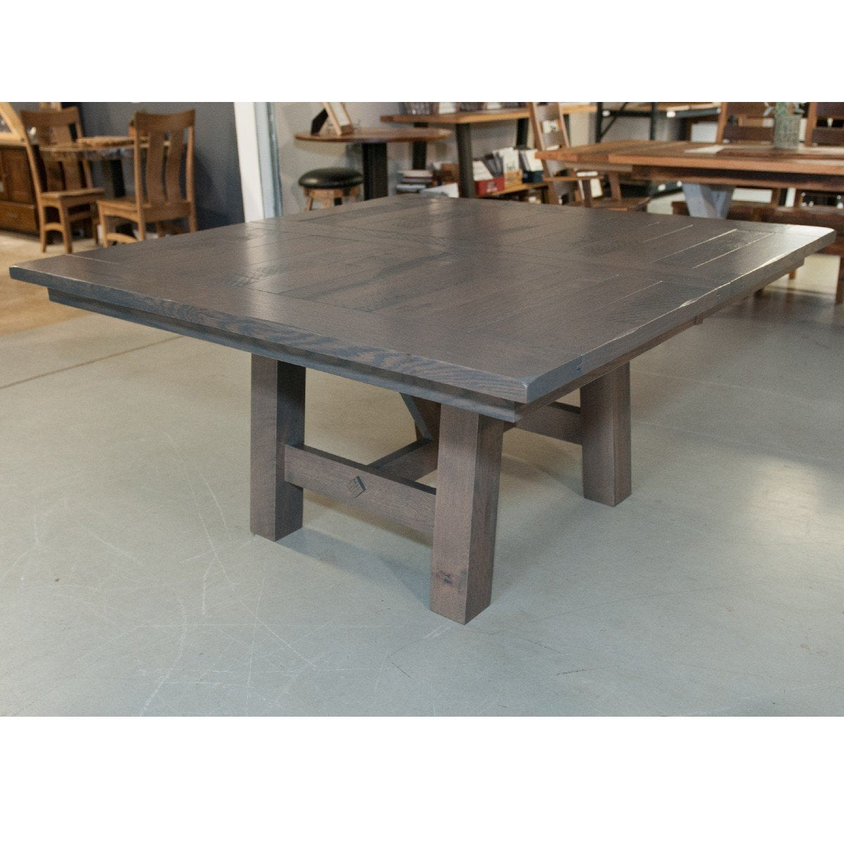 gray quartersawn oak square extendable dining table