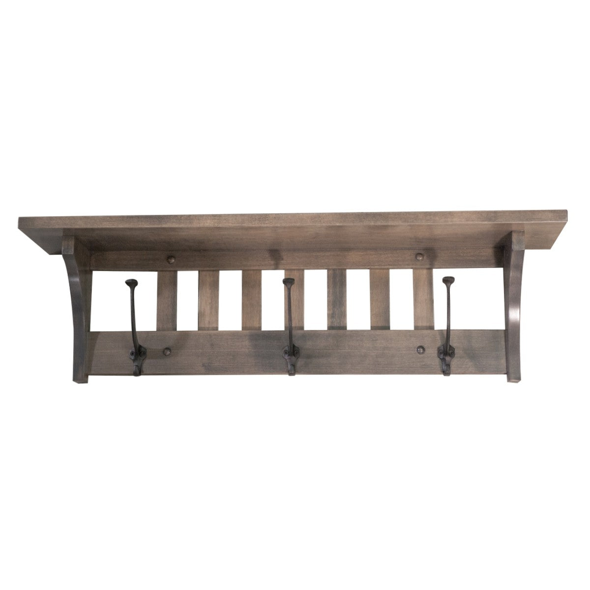 Gray Wooden Wall Mounted Coat Rack with Shelf