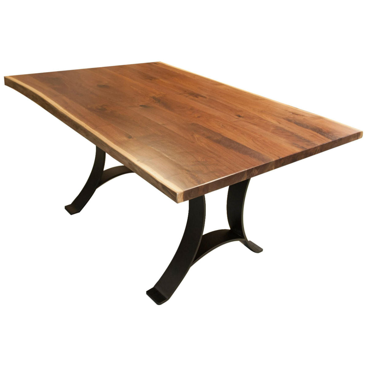 hayden live edge walnut dining table steel base rectangular