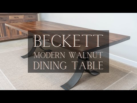 Modern Walnut Wood Dining Table Steel Base