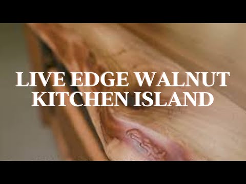 Video of Live Edge Walnut Kitchen Island, Barnwood Base