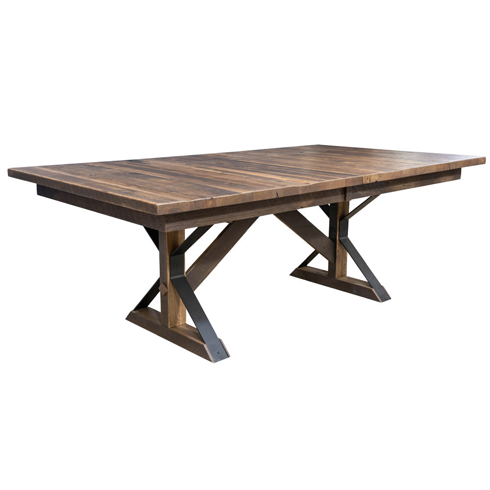 Norway Barnwood Dining Table, Wood and Steel Base
