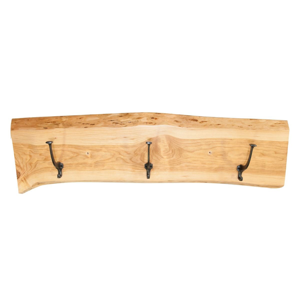 live edge coat rack 3 hooks cherry wood