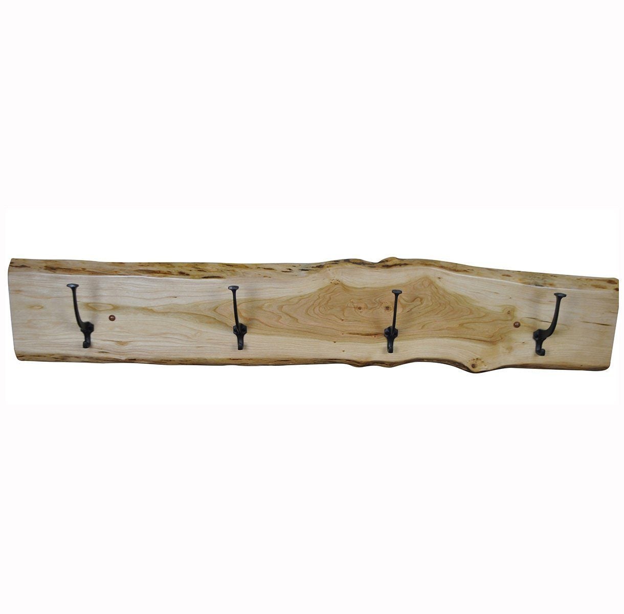 rustic live edge coat rack 4 hooks cherry wood