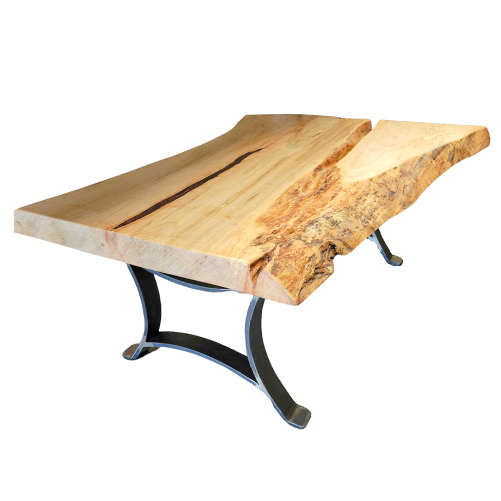 Rustic Maple Tables Natural Maple Wood Slab Tables Maple Slab Table With Hickory Trestle