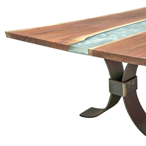 Live Edge Walnut & Glass River Dining Table – Metal-wood-furniture