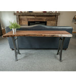 Live Edge Walnut Sofa Table with Steel Base