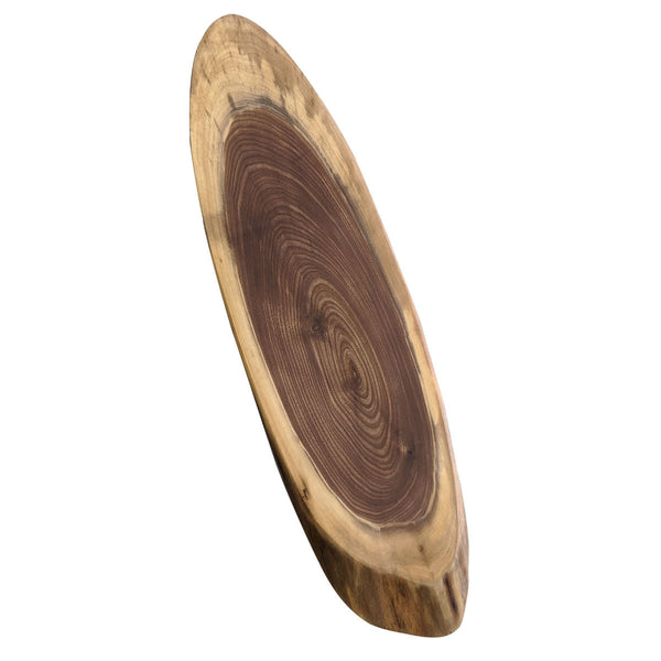 Round Wood Tray with Bark Edge