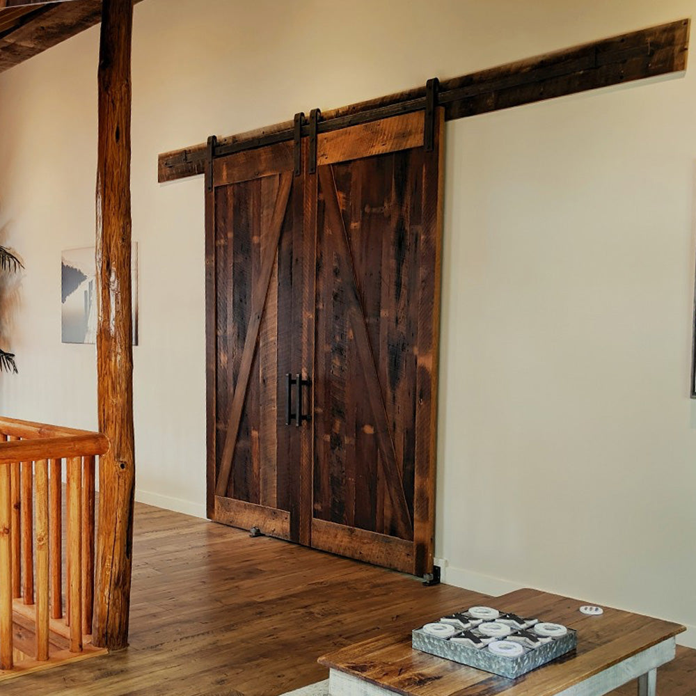 reclaimed wood barn door z style with handles
