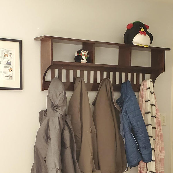 Mission Style Coat Rack with Cubbies