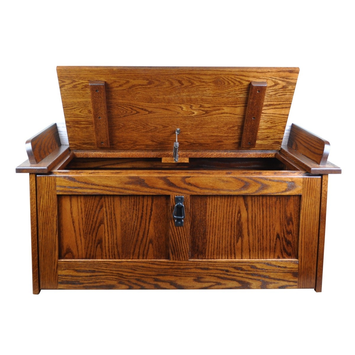 oak wood michaels stain storage bench with key