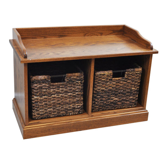 Mission Cubby Wood Storage Bench with Baskets- Rustic Red Door Co.