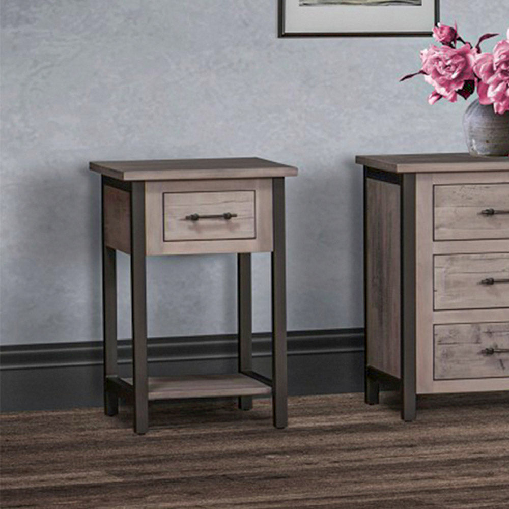 Rustic Modern Gray Nightstand with one drawer
