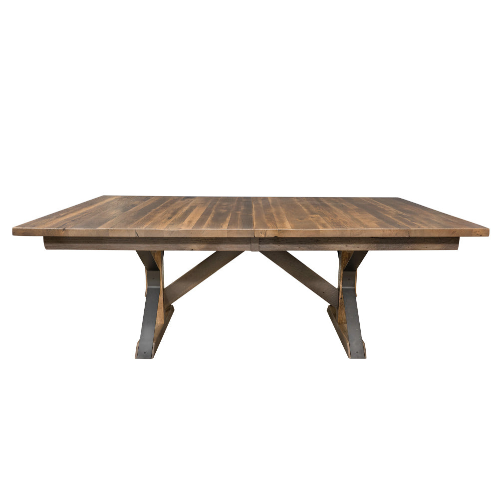 Norway Barnwood Dining Table, Wood and Steel Base