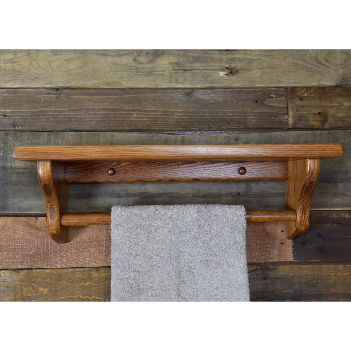 Oak Wood Shelf with Towel Bar