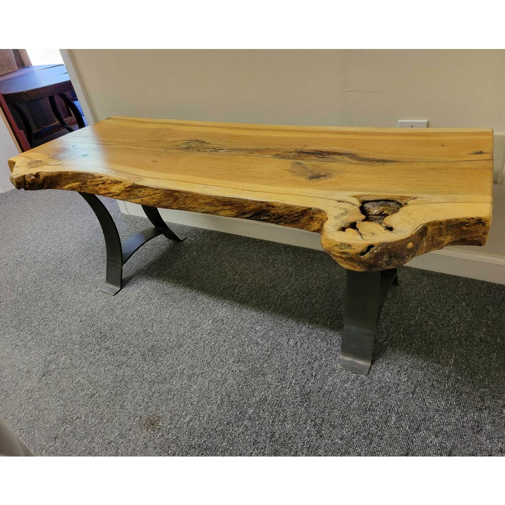 White Oak Dining Bench, Live Edge