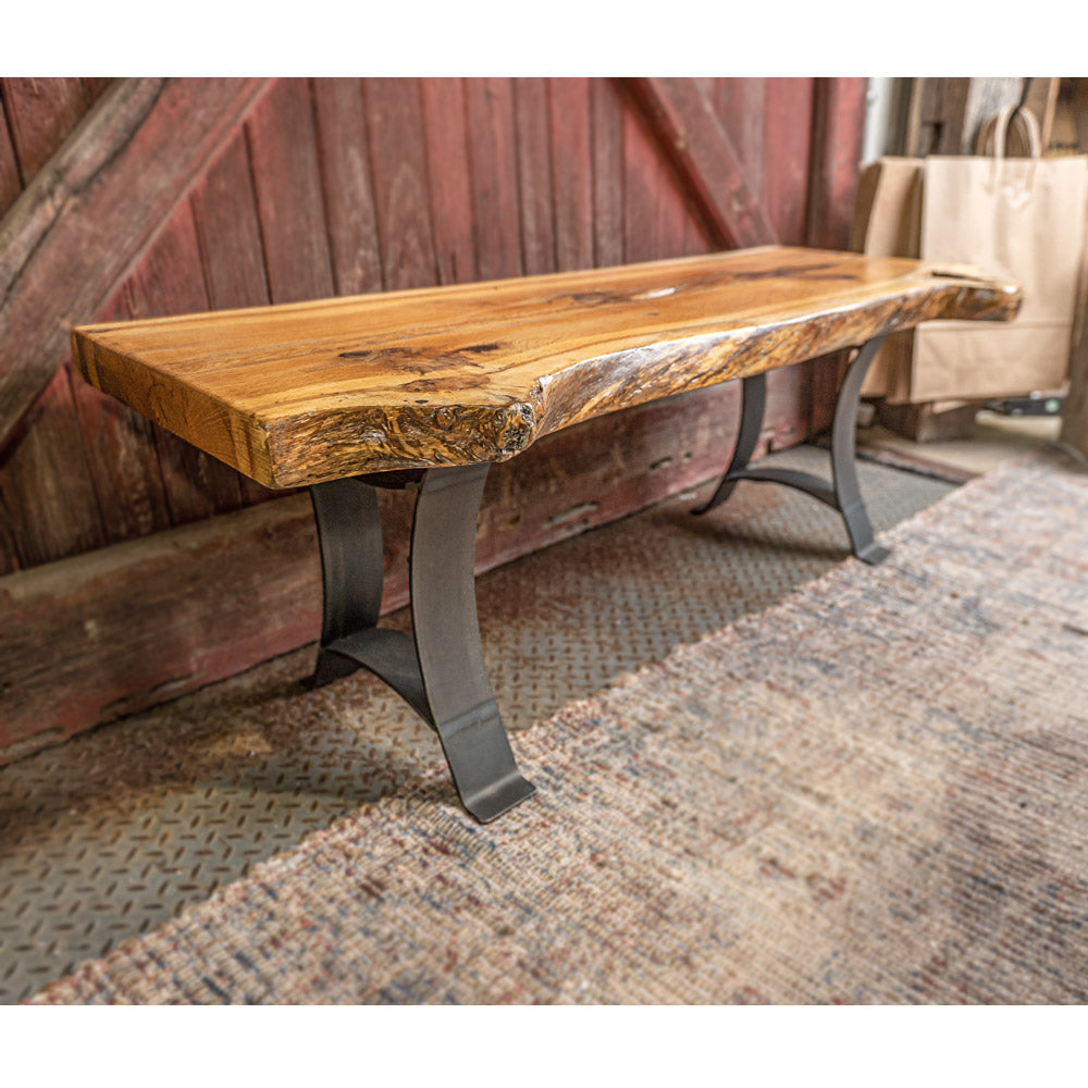 49" Live Edge White Oak Dining Bench