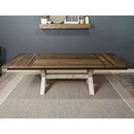 parker reclaimed wood expandable dining table, white x base